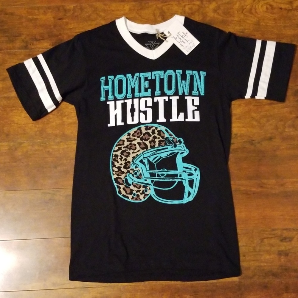 Leopard Print Football V Neck Tee